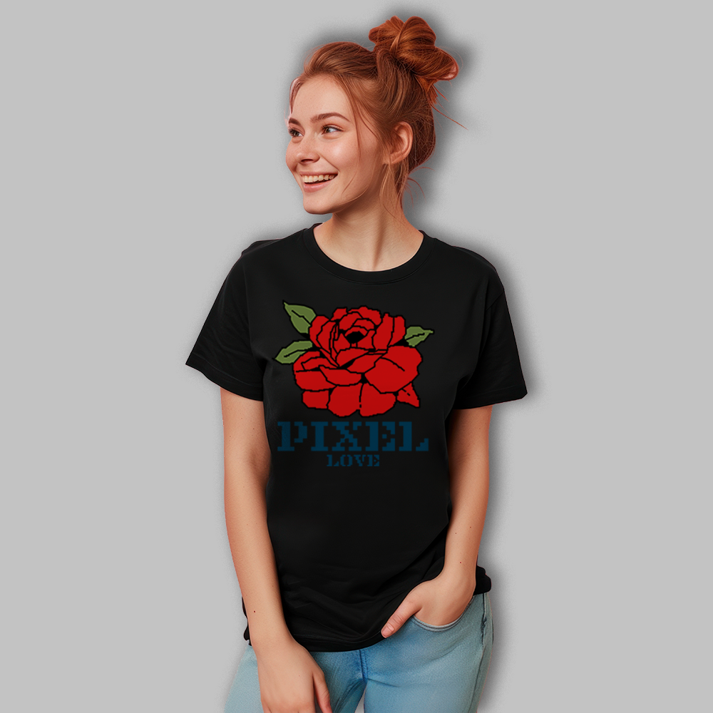 Rose in Pixels Woman's T shirt – Because Your Style Deserves More